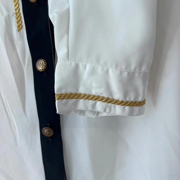 Bora Bora Vintage blouse white button down holiday New Year’s Eve - Picture 9 of 11